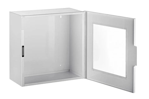 No Frills Durable Wall Mount AED Cabinet With Easy Pull Latch For Quick Defibrillator Access Non Alarmed Box open view