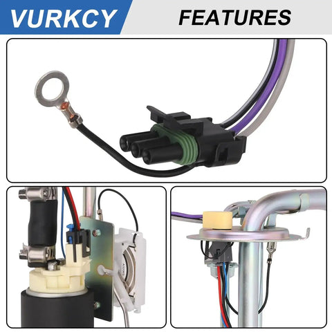 Electric Fuel Pump For Chevy And GMC C K Trucks 1988 1989 1990 1991 1992 1993 1994 1995 V8 7.4L 5.0L 5.7L And V6 4.3L Plug And Play OEM Replacement Module Assembly E3621S connectors and features.