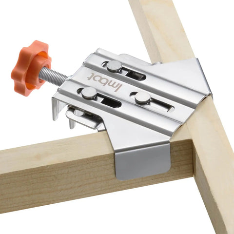 Stainless Steel Right Angle Clamp Set, Two-Piece 90 Degree Corner Clamps with adjustable swing jaw on wooden frame