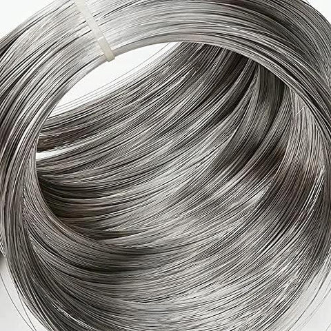 Stainless steel spring wire coil, silver finish, 10 m length, 0.3–3 mm gauge.