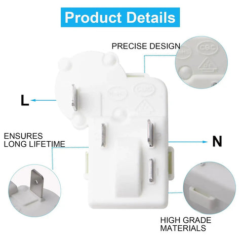 Two Pack 2 Pin PTC Starter Relay Replacement For Fridge Compressor Overload Protector Universal Fit For Danby Haier Midea Mini