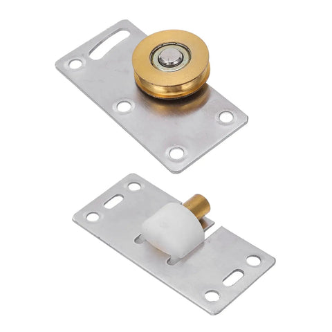 Two Sets 30mm Sliding Door Roller Wheels With Brackets Heavy Duty Stainless Steel Pulley Set For Closet Wardrobe Doors Replacement