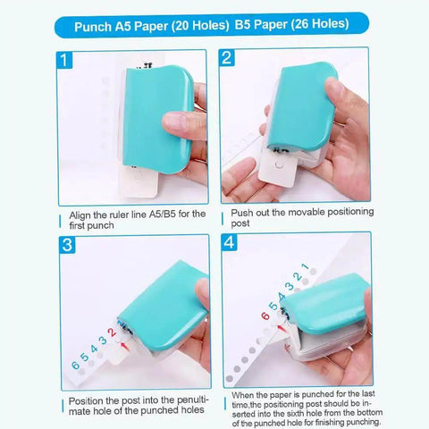 Step-by-step guide using Six Hole Paper Punch For A4 A5 Notebooks Portable Metal Puncher 6mm Holes Handles Up To Five Sheets