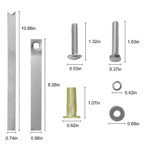 Toilet Seat Anchor Kit With Replacement Bolts And Screws For Toilet Seats Compatible With K 84999 K 3386 K 3393 K 3398 K 3564 K 14338 K 3607 Durable Metal Hardware With Enhanced Abrasion And Rust Resistance Suitable For One Piece And Standard Toilets shown with dimensions
