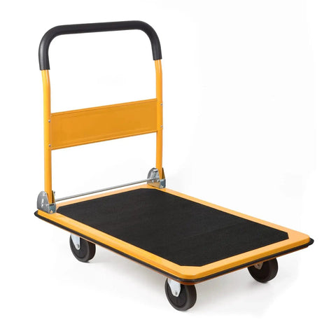 Heavy Duty Foldable Platform Truck With 880 Lb Capacity For Large Loads, Space Saving Push Cart, Portable Utility Cart in Yellow