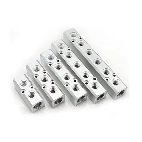 Still Awake 2-Way Pneumatic Manifold air distribution blocks, aluminum alloy with G1/2 supply port and G1/4 output ports.