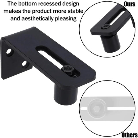 Two Pack Sliding Barn Door Floor Guides With Adjustable Rollers, Bottom Mount Floor Guide Stays, carbon steel, black