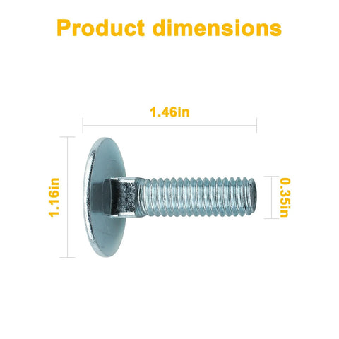Zinc-plated elevator bolt with flat head, 3/8-16 thread, 1-1/2 in length.