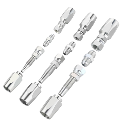 ANCIMOON 4-piece hydraulic hose repair fittings kit, chrome-plated, for 1/2", 3/8", and 1/4" single-wire hoses