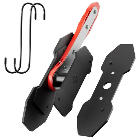 MAYESAR brake caliper compression tool with red handle, 360° adjustable, includes 2 large steel plates and 2 hooks