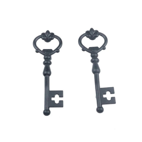 10 Pack Key Shape Cabinet Pulls Black Zinc Alloy Drawer Pulls Decorative Dresser Cupboard Knobs for Furniture Wardrobe with Screws