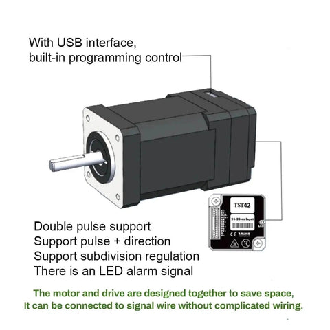 Nema17 Closed Loop Stepper Motor With Encoder, 42mm Size, 5mm Shaft, USB Interface, DIY CNC and 3D Printing Projects