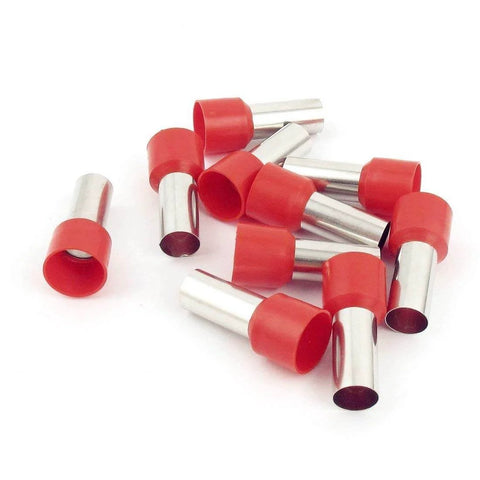10 Pack Insulated Ferrule Cord End Terminals Wire Crimp Connectors E25 16 Red For 4 AWG 25mm2 Cables Copper Tube Terminals