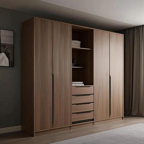 Wooden wardrobe with 5 Pack 400mm Black Edge Finger Pull Drawer Door Handle For Cabinets And Furniture Aluminum Alloy Long Concealed Design Waterproof And Anti Rust Ideal For Kitchen And Bathroom Durable Weatherproof Aluminum Construction For Durable Long Lasting Use And handles