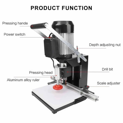 Pro Grade Electric Hinge Drilling Machine For Cabinets And Wardrobes With Adjustable Vertical And Horizontal Alignment 0-40 Mm Punch Depth