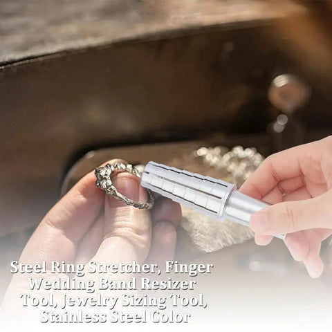 Steel ring stretcher tool resizing a ring, part of Expanding Ring Mandrel Set With Hex Allen Key For Ring Making And Lathe Work Heavy Duty Steel Ring Stretcher Fits Size 7 To 14 For Ring Turning And Shaping.