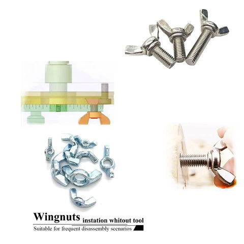 Wing Nut Kit 38 Pieces In 5 Sizes 5/32 3/16 1/4 5/16 3/8 Carbon Steel Zinc Plated Butterfly Fasteners for hardware repairs and DIY projects.