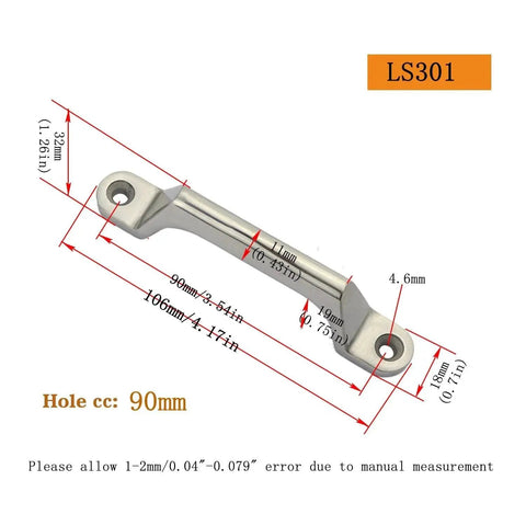 Heavy Duty 304 Stainless Steel Drawer Cabinet Pulls And Door Handles For Windows And Toolboxes Durable Corrosion Resistant Industrial Hardware 7 Size Options 90mm Hole Centers Screws Not Included, labeled with dimensions