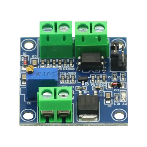 Top view of Two Pack PWM To 0 To 10V Voltage Converter Module for PLC and MCU Systems with dual channel connectors.