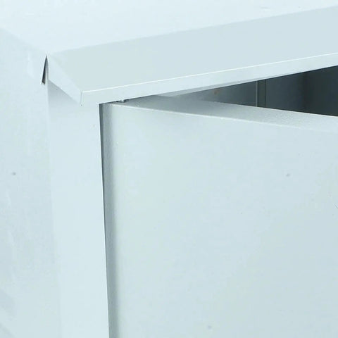 Close-up of Tough As Nails Outdoor Waterproof Junction Box for Low Voltage Circuits showing corner design, 250x300x160mm size.