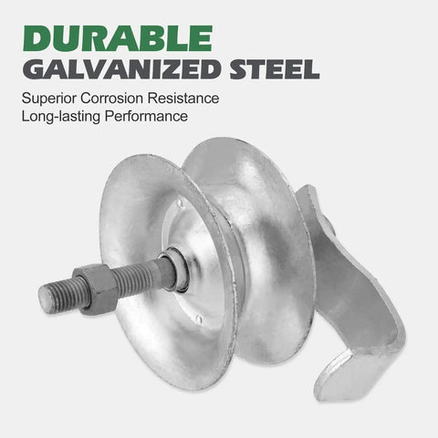 5 Inch Sliding Gate Rollers Galvanized Steel For One And Five Eighths Inch Pipe Track Pack Of Two Durable For Smooth Low Resistance Gate Operation And Long Lasting Corrosion Resistant Performance, side view