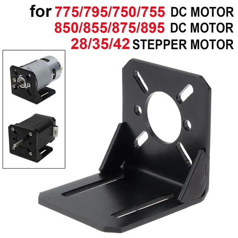 Universal L Type Motor Mount Bracket Two Pack for 750 755 775 795 850 895 DC Motors and 28 35 42 Stepper Motors shown with steel base
