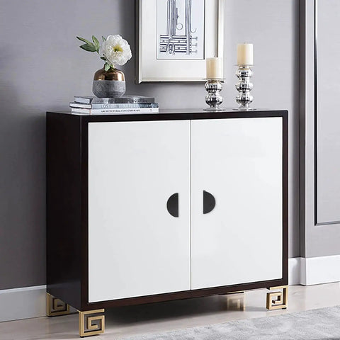 White cabinet with Four Pack Half Moon Cabinet Pulls 2.5 Inch Semicircle Drawer Handles installed, featuring minimalist decor.