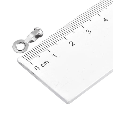 Ball Chain Connector Crimp Link In Stainless Steel For 3mm And 3.2mm Ball Chains, 15x7mm Pull Loop Bead Connection next to ruler