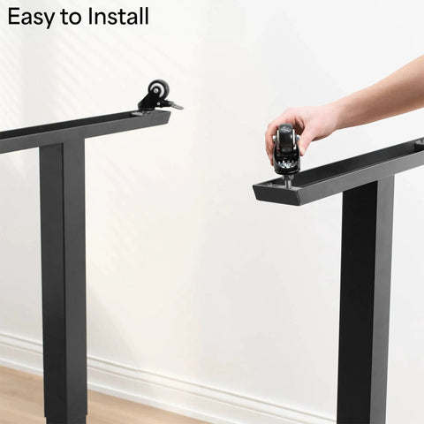 Installing Heavy Duty 2 Inch M10 Threaded Locking Casters With Brakes on desk legs for mobile workstation setup