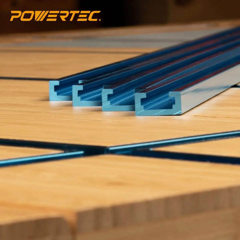 36 Inch Double Cut Universal T Track With Predrilled Mounting Holes For Woodworking Jigs And Fixtures Great For Drill Press Tables Router Tables And Workbenches DIY Woodshop Quality Lightweight Anodized Aluminum Construction 1 Pack on a wooden surface