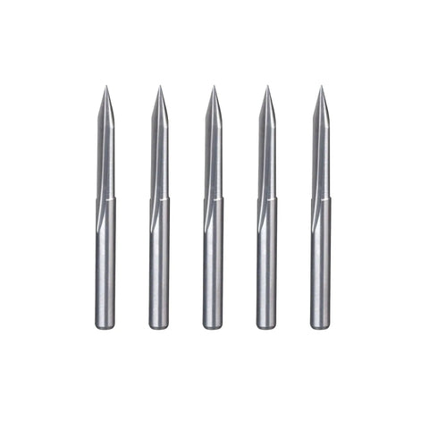 Five Pack One Eighth Inch Shank 30 Degree V Bit And Two Flute End Mill CNC Router Bits For Engraving Wood Metal Acrylic PVC MDF