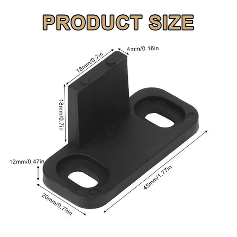 4 Set Barn Door Floor Guide Kit Black Plastic Bottom Floor Mount Guides for Sliding Doors, dimensions shown