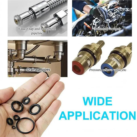 225 Pieces Nitrile Rubber O Ring Kit With 18 Size Assortment for automotive, plumbing, air, gas, water sealing, various thicknesses.