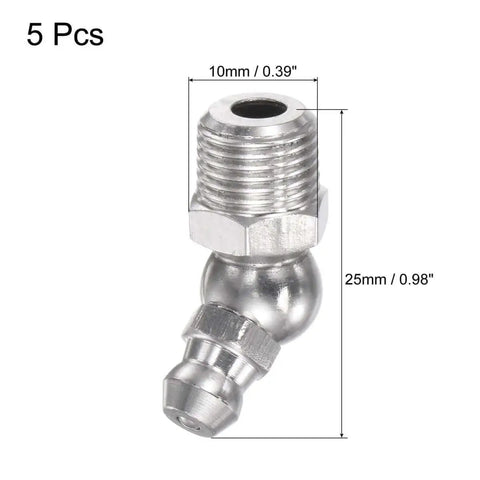Stainless Steel 45 Degree Grease Fittings 1/8-28 Inch Hydraulic Grease Fitting Accessories Set Of 5 Built To Last