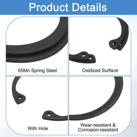 Internal Retaining Ring Circlip Set Two Pack For Grooved Shafts And Studs, 65Mn Spring Steel Black Oxide Detail View
