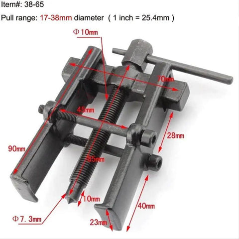 Two Jaw Twin Leg Gear Puller Bearing Removal Tool Kit With Screw Lock And Adjustable Arms For 17-38mm Bearings, detailed view