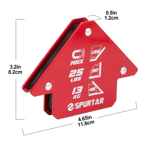 Close-up of Six Pack Heavy Duty Welding Magnets 25 Lb Each with Magnetic Angle Clamps for hands-free welding 45 90 135 degree