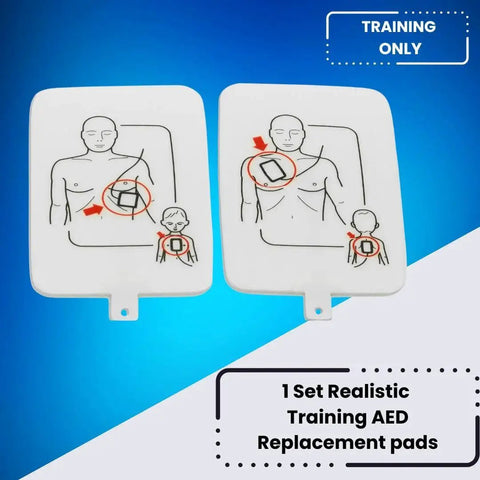 Training AED Ultratrainer pads for CPR classes with integrated pad detection switch and reusable training pads.