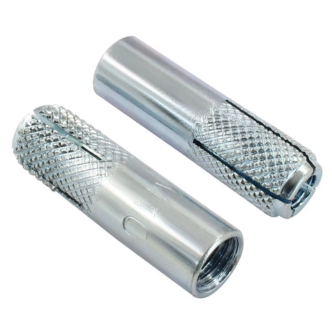 8 Pcs M10 x 40mm Knurled Drop In Anchors with Internal Forced Expansion Bolts for Solid Concrete, carbon steel, zinc plated