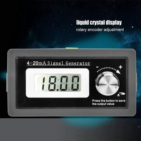 Front view of 4-20mA Signal Generator And Analog Simulator with LCD display and rotary encoder, showing 18.00 output