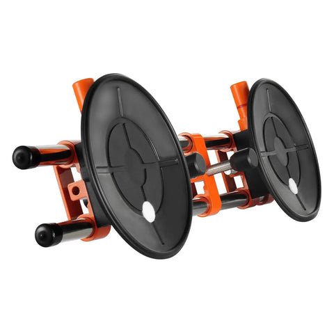 Seamless Seam Setter Kit 2 Pack With 6 Inch Vacuum Cups for Stone Countertops shown in front view, black cups, orange frame.