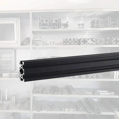 600mm V Slot 2040 Aluminum Extrusion Linear Rail Set for 3D Printers and CNC DIY Projects, black anodized finish, close-up view