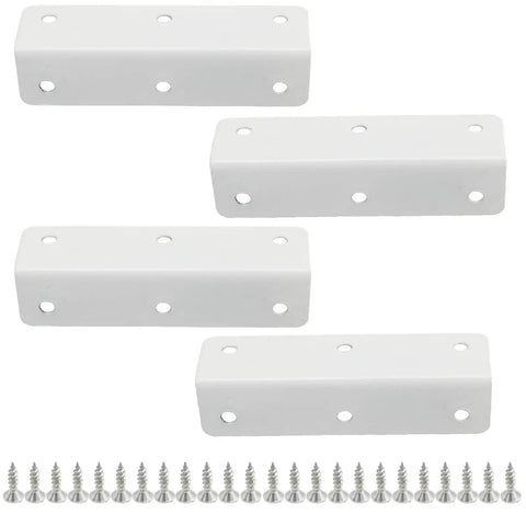 Heavy Duty Stainless Steel White Corner Brackets Set Of 4 With Screws, L Shaped Furniture Braces, 4 X 1 X 1 Inches, 2mm Thick, Rust Resistant