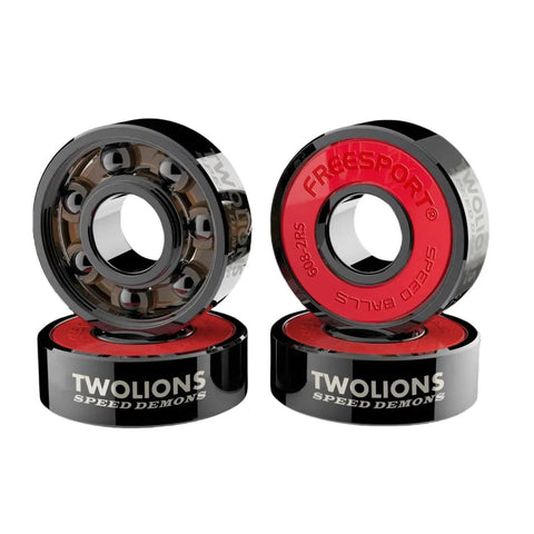 Twolions 608RS hybrid black ceramic bearings for inline skates, skateboards, or scooters; two bearings shown.