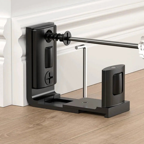 Sliding Barn Door Floor Guide 2 Pack Bottom Adjustable Roller Guides Wall Mounted Black For Smooth Quiet Sliding