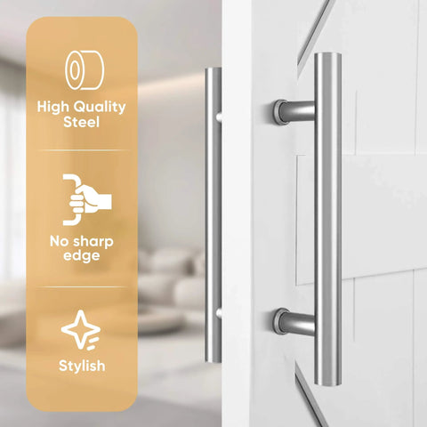 12 Inch Push Pull Barn Door Handle Set Built Tough Double Sided H Shape Sliding Door Hardware Heavy Duty Stainless Steel 304 Installed on Door