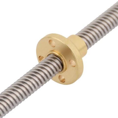 Close-up of 200mm T8 lead screw with 8mm diameter brass nut for Upgrade Kit For 3D Printers And CNC Machines