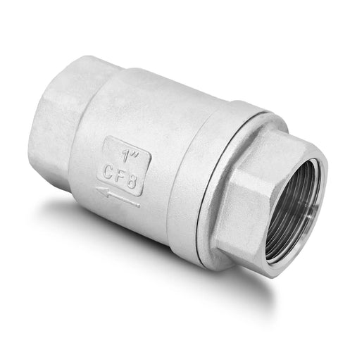 1 inch NPT stainless steel spring check valve, inline vertical, CF8, non-return for oil, water, gas, air