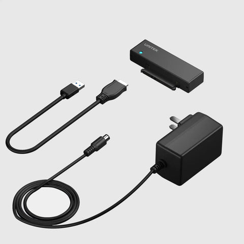 External USB 3 0 To SATA III Hard Drive Adapter Kit With 12V 2A Power Supply shown with cables and adapter