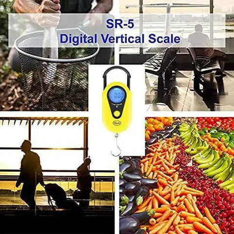 Beefy Hanging Scale With 11 Pound Capacity, LCD Digital Weigh Scale in Bright Yellow with Retractable Handle and Hook